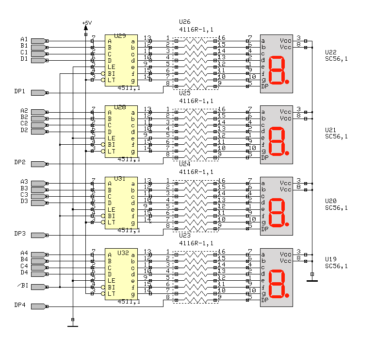 schema zapojení LED displeje