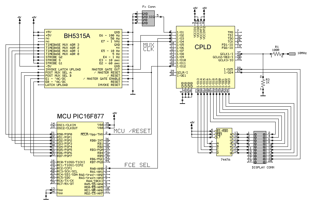 schema zapojení modulu 5315A s mikropočítačem v 8-místném čítači