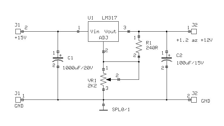 příklad zapojení s obvodem LM317