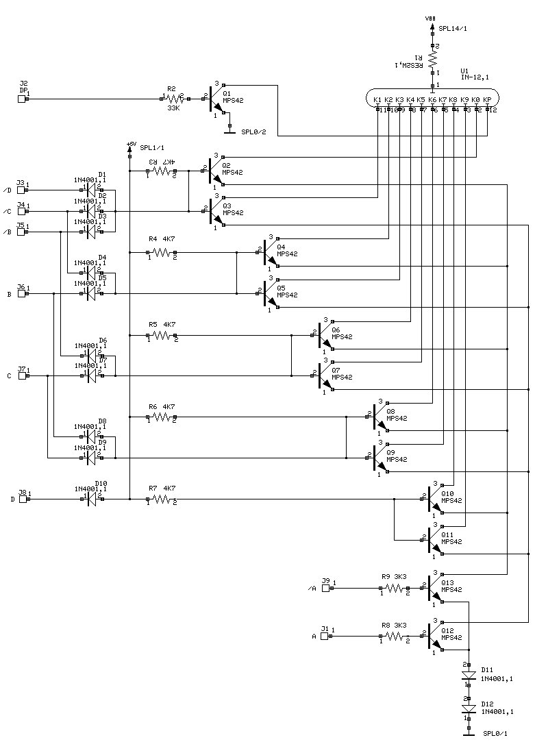 nixie tube IN-12 drived by transistors